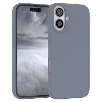 Abbildung von EAZY CASE Premium Silikon Handyhülle kompatibel mit iPhone 16 Slimcover Kameraschutz und Innenfutter, Silikonhülle, Schutzhülle, Bumper, Handy Case, Hülle, Softcase, Stahl Blau