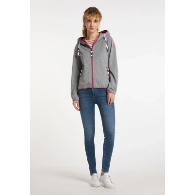 Abbildung von Schmuddelwedda Damen Funktionsjacke L / Grau Melange Sorbet Rot 65% Polyester 35% Viskose