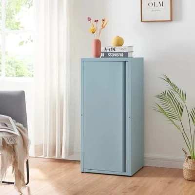 Abbildung von en.casa Mehrzweckschrank »Burlöv« mit 1 Tür und 2 Ablagen 88x40x35 cm Graublau