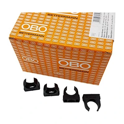 Abbildung von 100x OBO Bettermann M25 Quick Schellen Klemmschelle Rohrschelle anreihbar tiefschwarz 25mm 100 Stück