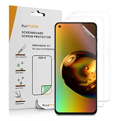 Abbildung von kwmobile 3X Displayschutzfolie kompatibel mit OnePlus Nord 2 5G Folie klare Schutzfolien Set in transparent