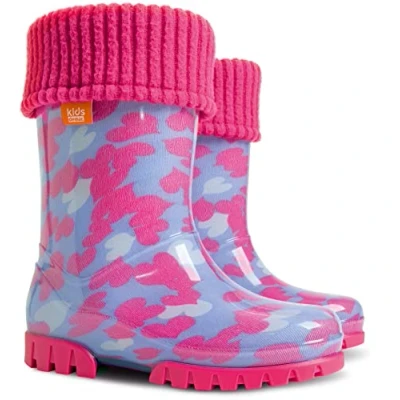 Abbildung von Demar Kinder Gummistiefel mit Einlage Stiefel gefüttert Herzen LUX