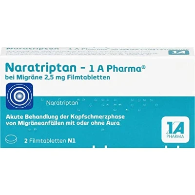 Abbildung von Naratriptan 1 A Pharma bei Migräne 2,5 mg 2 St