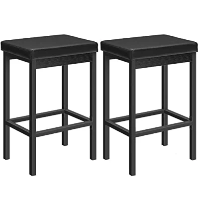 Abbildung von HOOBRO Barhocker 2er Set, Barstuhl für die Küche, Küchenhocker 5 cm gut gepolsterte Sitzfläche, 63 hoch, einfache Montage, Restaurant, Cafeteria, Theke, Schwarz EBB21BY01