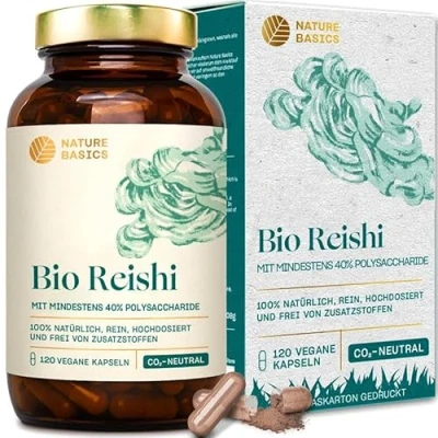Abbildung von Bio Reishi 120 Kapseln hochdosiert / 1500 mg hochwertiges Extrakt mit 600 Polysacchariden pro Tagesdosis/Vegan, Zertifiziert &amp; Nachhaltig im Glas