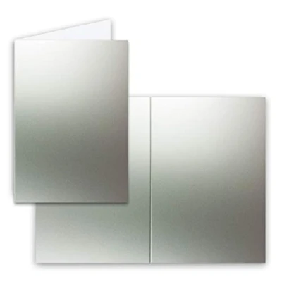 Abbildung von 25 Faltkarten B6 Silber metallic Blanko Doppel Karten 12 x 17 cm sehr formstabil für Drucker geeignet Serie: FarbenFroh
