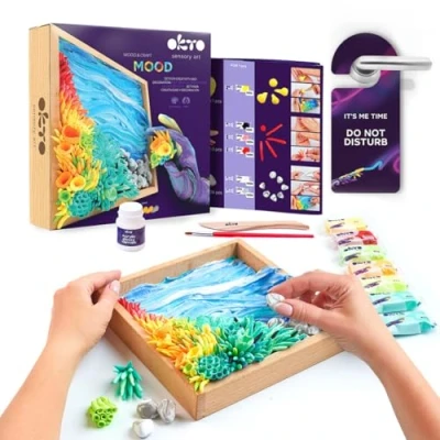 Abbildung von OKTO Ocean Calm DIY 3D Malerei, 21 x cm, lufttrocknender Ton, ideal für Erwachsene und Kinder, perfekt kreative Kunstprojekte Heimdekoration,
