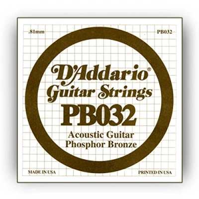 Abbildung von D&#039;Addario PB032 Phosphor Bronze Einzelsaite für Gitarren 0,081 cm (0,032 Zoll)
