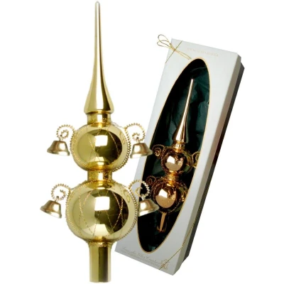 Abbildung von Krebs Glas Lauscha Christbaumspitze &quot;Doppelspitze mit Glöckchen, Weihnachtsdeko, Christbaumschmuck&quot;, (1 tlg.), mundgeblasen