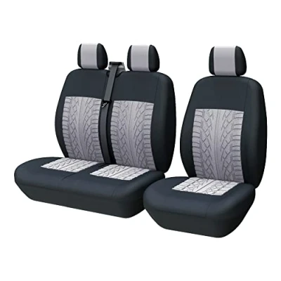 Abbildung von TOYOUN Universal Sitzbezüge Auto für Transporter LKW Vordersitze Autositzbezüge 3D Reifen Spur Muster 1+2 Sitzbezug Schonbezüge, Orange