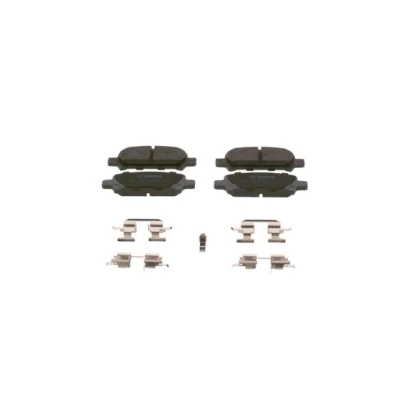 Abbildung von BOSCH 0 986 424 650 Bremsbelagsatz Low Metallic mit akustischer Verschleißwarnung Anti Quietsch Blech SUBARU: Legacy 3 Limousine, Impreza II Kombi