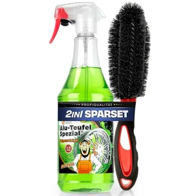 Abbildung von autopflege Felgen Reinigungsset Tuga Alu Teufel Spezial Felgenreiniger Gel 1l + Felgenbürste Alufelgen Reiniger Set mit Bürste zur effizienten Auto Felgenpflege