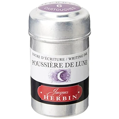 Abbildung von Jacques Herbin 20148T Dose mit 6 Tintenpatronen für Standardfüller, ideal Kalligraphie, Mondstaubviolett, 1 Stück