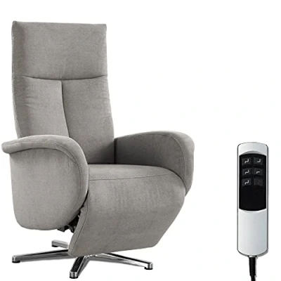 Abbildung von CAVADORE TV Sessel Juba mit Akku / Pflegeleichter Fernsehsessel elektrisch verstellbarer Relaxfunktion 2 E Motoren 75 x 112 82 Soft Clean Bezug, Silber