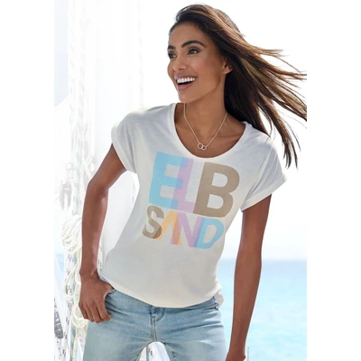 Abbildung von Elbsand Print Shirt mit Logodruck, Kurzarmshirt, sportlich
