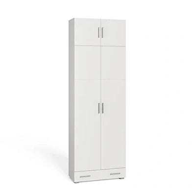 Abbildung von Vicco Aktenschrank Frank, Weiß, 80 x 240 cm mit Schrankaufsatz und Schublade