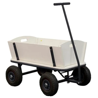 Abbildung von SUNNY Billy Beach Wagon Bollerwagen in Anthrazit Kinder Handwagen aus Holz mit Luftreifen Belastbar bis 100 kg 94x61x97cm..