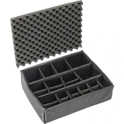 Abbildung von PELI 1605 Set gepolsterte Trennwände und Noppenschaum für Deckel, Original Protector Case Zubehör, Kompatibel 1600 Koffer, Farbe: Schwarz