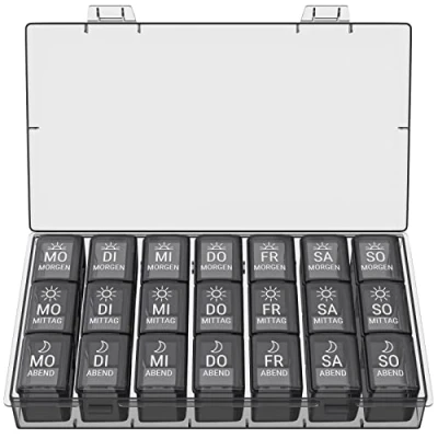 Abbildung von Wellgro Pillendose Tablettenbox für 7 Tage, je 3 Fächer pro Tag,