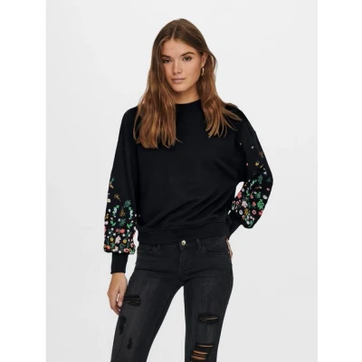 Abbildung von ONLY Onlbrooke O NECK Flower Sweatshirt, Damen, Größe: Small, Black