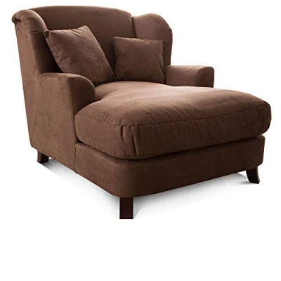 Abbildung von Cavadore XXL Sessel Assado / großer Polstersessel mit Holzfüßen und Sitzfläche Inkl. 2 Zierkissen 109 x 104 145 Mikrofaser Braun