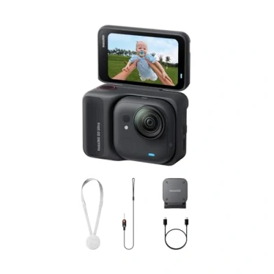 Abbildung von Insta360 GO Ultra Nachtschwarz freihändige 4K Mini Cam, leicht &amp; mobil, top bei wenig Licht, überall anbringbar, FlowState Stabilisierung, 200 Min Akku, 10 m wasserdicht, Fahrrad und Lauf Cam