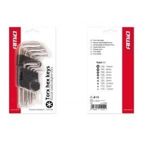 Abbildung von AMiO 01040 Winkelschraubendrehersatz T10,T15,T20,T25,T27, T30,T40,T45,T50 Chrom Vanadium Stahl TORX 9