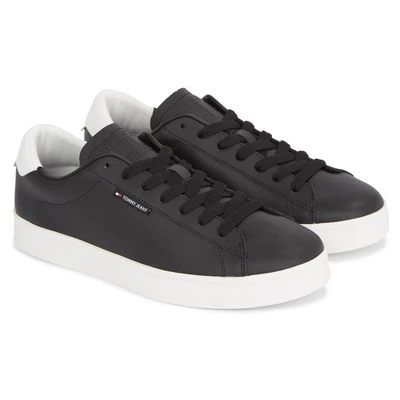 Abbildung von Tommy Jeans TJM LEATHER LOW CUPSOLE Sneaker mit Label, Freizeitschuh, Halbschuh, Schnürschuh