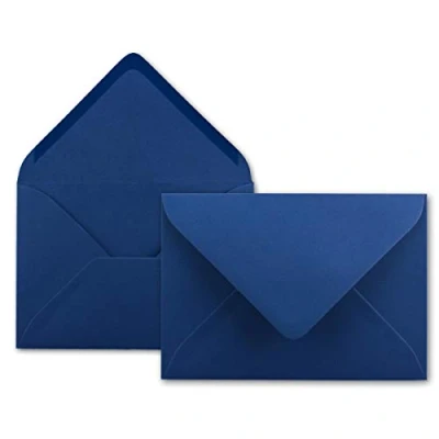 Abbildung von 25x Brief Umschläge in Nacht Blau/Dunkelblau 80 g/m² Kuverts DIN B6 Format 12,5 x 17,6 cm Nassklebung ohne Fenster