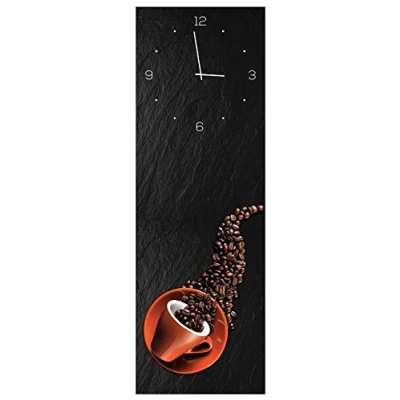 Abbildung von Levandeo® Wanduhr (Wanduhr aus Glas 20x60cm Uhr als Glasbild Kaffee Bohnen Design)