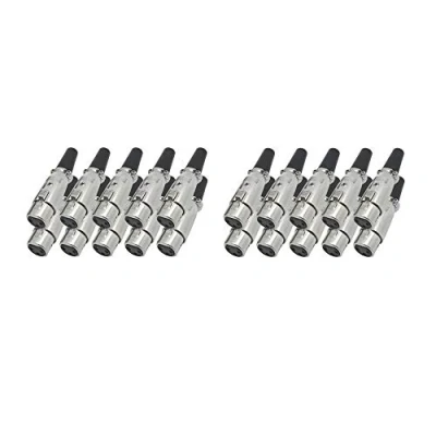 Abbildung von XLR 20x Buchse Kupplung female 3 polig mit Zugentlastung zur Kabelkonfektionierung Montage Sound Mikrofon Anlage Audio Mikrofonkabel Kabel Set 20 Stück ARLI