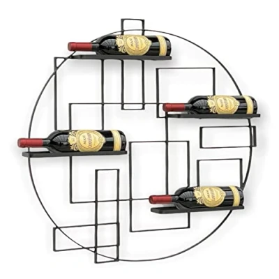Abbildung von DanDiBo Weinregal Metall Schwarz Wand &quot;Pi4&quot; Flaschenständer Flaschenregal 80 cm Flaschenhalter Wandregal Regal
