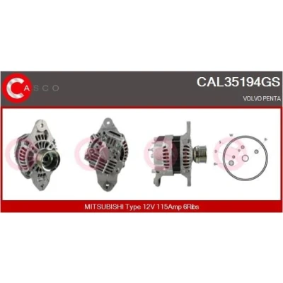 Abbildung von CASCO CAL15335GS Lichtmaschine 12V 110A RENAULT: SCENIC 2, MEGANE 2 Coupe Cabriolet, Kombi