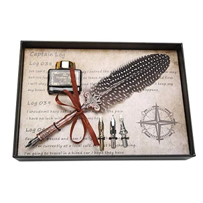 Abbildung von ASHATA Füllfederhalter Quill Pen Set,Retro Classical Feder Stift Kalligraphie Tintenflasche Set,Europäisch Dip Schreiben für Valentinstag