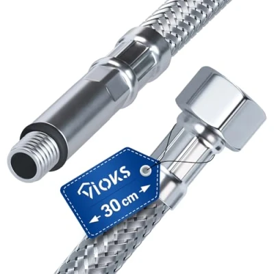 Abbildung von VIOKS Flexschlauch Panzerschlauch 3/8 Zoll ÜM x M10, mit Dichtung 30 bis 300 cm für Sanitär