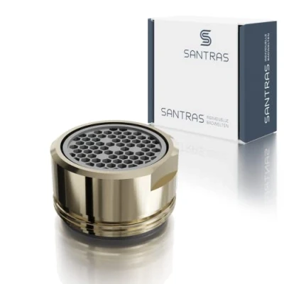 Abbildung von SANTRAS® Strahlregler M24x1 für jeden herkömmlichen Wasserhahn mit Siebeinsatz IN Gold Mischdüse (Außengewinde 24 mm) Filtereinsatz, hochwertiger Dichtung und Luftmixer MADE GERMANY