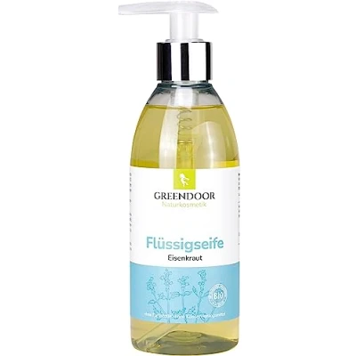 Abbildung von GREENDOOR Bio Flüssigseife EISENKRAUT 250ml vegan, zitroniger Duft, Natur Seife natürlich ohne Parabene Sulfate Tierversuche, flüssige Handseife biologisch abbaubar