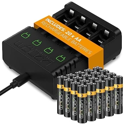 Abbildung von Venom Akku Ladestation plus 20 x AA 1000 mAh wiederaufladbare Batterien