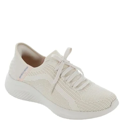 Abbildung von Skechers Damen Hands Free Slip ins Ultra Flex 3.0 Brilliant Path Sneaker, Natural Knit Periwinkle Trim, 39.5 EU Weit