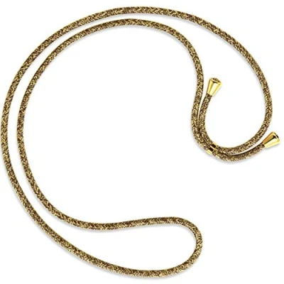 Abbildung von mtb more energy® Ersatz Band für Handykette Braun+Beige inklusive Endkappen (Gold) hochwertige Austausch Kordel Seil Kette