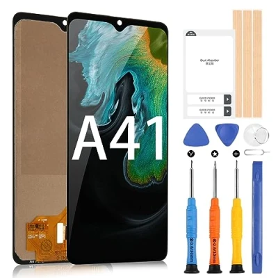 Abbildung von LCD Display für Samsung Galaxy A41 SM A415F SCV48 SC 41A 6,1 Zoll Bildschirm Touch Digitizer Montage mit Werkzeugen, Ohne Fingerabdruckfunktion(schwarz)