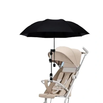 Abbildung von Sonnenschirm Kinderwagen,Universal Sonnenschutz für Kinderwagen &amp; Buggy,UV Schutz 50+ Biegsamer Schirm mit(Schwarz)