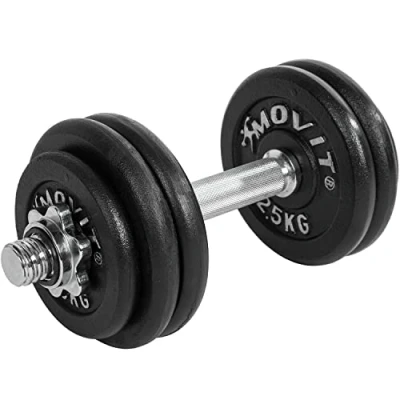 Abbildung von MOVIT Hantel Set Movit® Kurzhantel PRO Set, Gusseisen Hantel, (Set, mit Kurzhantelstange), Stange 30mm Standardnorm, Griff gerändelt, Sternverschlüsse