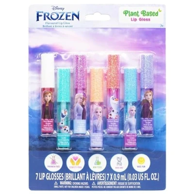 Abbildung von Disney Frozen 7 teiliges set, pflanzenbasierter Lipgloss, erstes Makeup Set für Mädchen, perfekt Partys, Pyjamapartys und Geburtstagsgeschenke, ab 3 Jahren, von Townley Girl