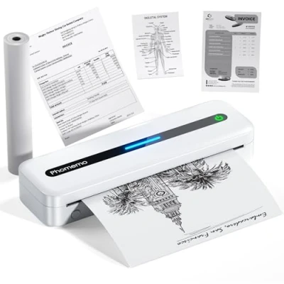 Abbildung von Phomemo M832 Mobiler Drucker A4 für Unterwegs, Thermodrucker Hause, Fotos, Rechnungen, Lernen, Tragbarer Kompatibel mit Phone &amp; Laptop, Monochromer Reisedrucker Nur Thermopapier