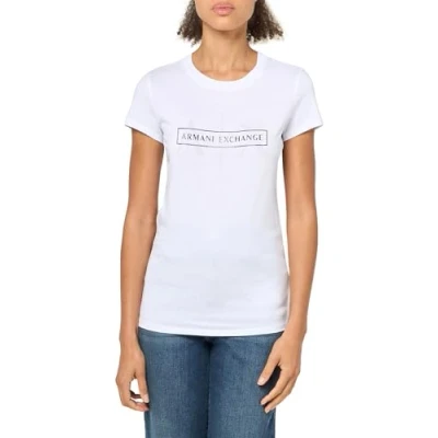 Abbildung von Armani Exchange Tshirt print, Damen, Größe: Medium, Optic white