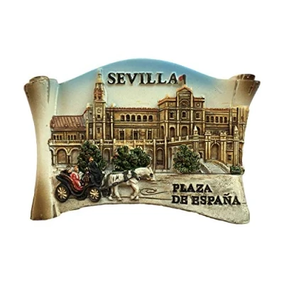 Abbildung von Sevilla Spanien 3D Scroll förmigen Kühlschrankmagnet Touristische Souvenirs Harz Magnetische Aufkleber Home &amp; Kitchen Dekoration aus China