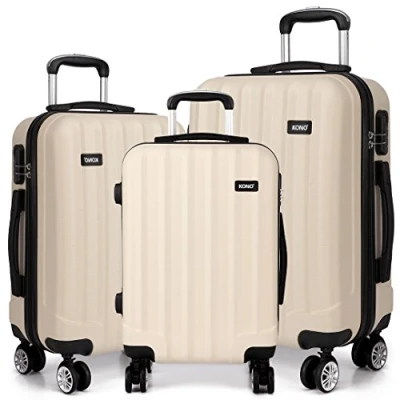 Abbildung von Kono Hartschale Koffer Trolley Leicht ABS 4 Räder Beige Reisekoffer Taschen Gepäck (Set)