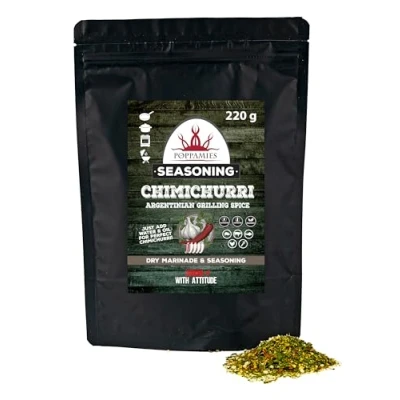 Abbildung von Poppamies Chimichurri BBQ Rub, trockene Marinade &amp; Grillgewürze, perfekt für Fisch, Gemüse, Huhn, Schwein, Rindfleisch ideal den Grill, Ofen, Kessel und Pfanne Großpackung (200 g)