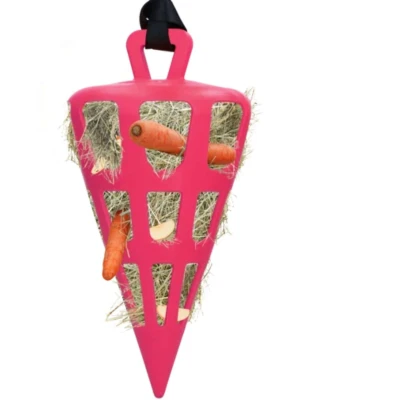 Abbildung von Holland Animal Care Hay Slowfeeder Fun&amp;Flex Wurzel Heufutterautomat für Pferde Geeignet Weidetiere Gegen Stallverfall Fördert die Gesundheit Bis zu 1 kg Heu Ø 22 cm Rosa